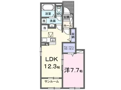 ベルメゾン シャトン I(1LDK/1階)の間取り写真