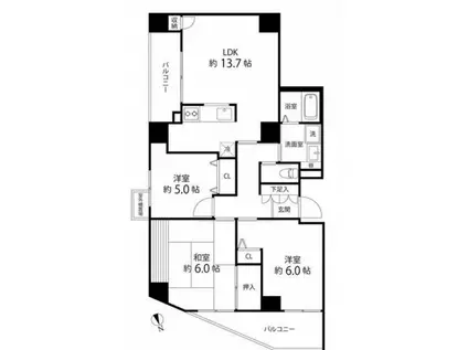 TS GARDEN東陽町(3LDK/11階)の間取り写真