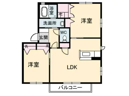 メゾンスカイヒルズH棟(2LDK/2階)の間取り写真