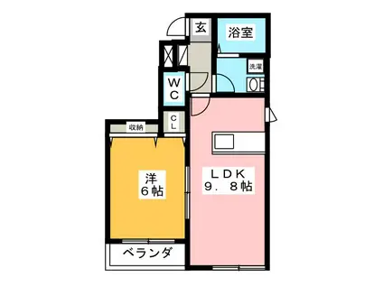 カスティーロ(1LDK/1階)の間取り写真