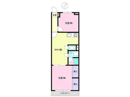 グリーンヒル愛宕(2DK/2階)の間取り写真