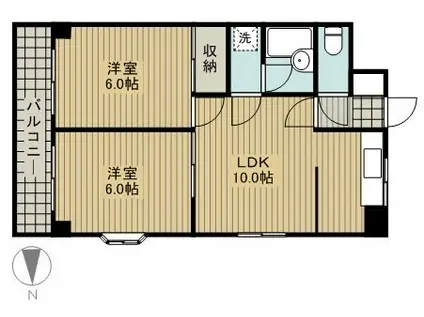コーポあさま(2LDK/3階)の間取り写真