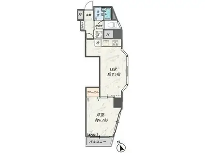 中銀落合マンシオン(1LDK/2階)の間取り写真