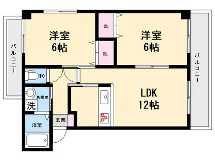 セントラル古江III(2LDK/2階)の間取り写真
