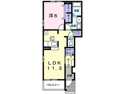 プラシードI(1LDK/1階)の間取り写真