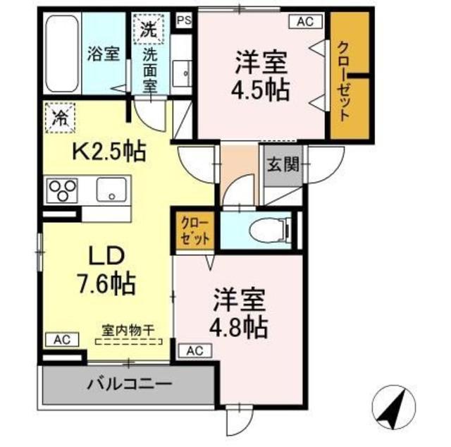 D-ROOM平山5丁目(2LDK/3階)の間取り写真