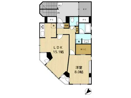 TRMビル(1LDK/6階)の間取り写真