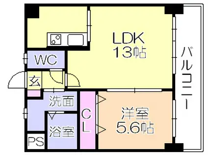 レジデンズ東櫛原(1LDK/6階)の間取り写真