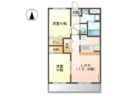 ピュアエクセル(2LDK/1階)の間取り写真