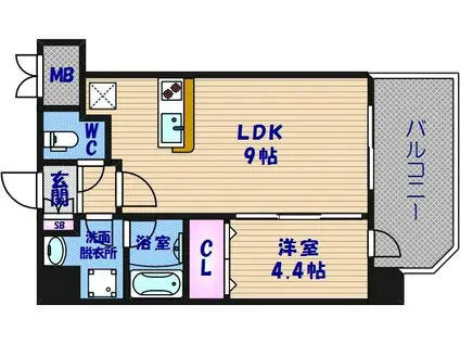 スプランディッド難波(1LDK/12階)の間取り写真