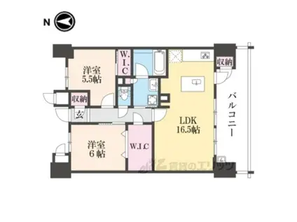 エステムコート大津におの浜(2LDK/5階)の間取り写真