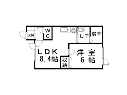 ハイツかどや(1LDK/1階)の間取り写真