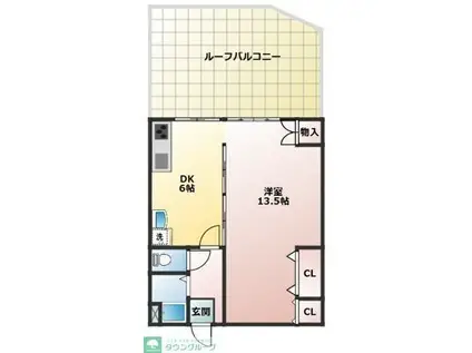 ツルミハイツ(1DK/4階)の間取り写真