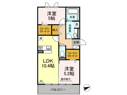 ALLTID GLAD FARGERIK(2LDK/2階)の間取り写真