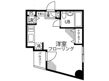 プルナス湯島(ワンルーム/4階)の間取り写真