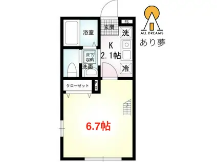 アヴァンティ神之木台(1K/1階)の間取り写真