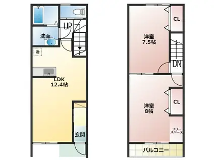 きぬの里HOUSE(2LDK/1階)の間取り写真