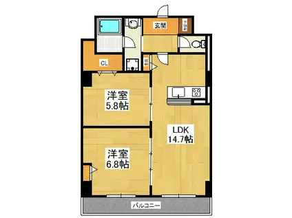 カスタリア船橋II(2LDK/4階)の間取り写真