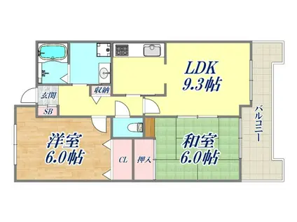 ヌーベル芦屋(2LDK/2階)の間取り写真