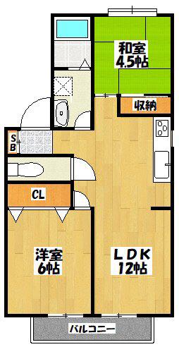 サンライトハイツII(2LDK/2階)の間取り写真