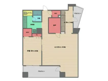 ザ・タワー大阪(1SLDK/4階)の間取り写真