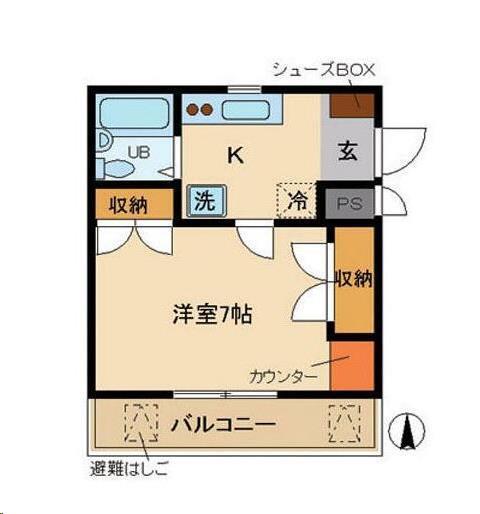 コーポ宮町(1K/1階)の間取り写真