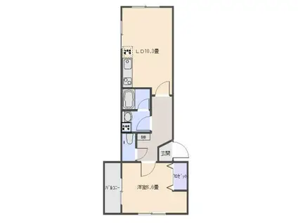 沼袋4丁目(1LDK/3階)の間取り写真