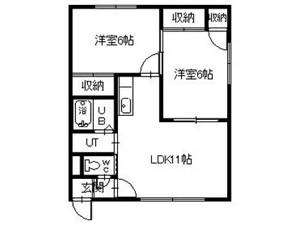 豊岡10.10ハイツパートII(2LDK/2階)の間取り写真