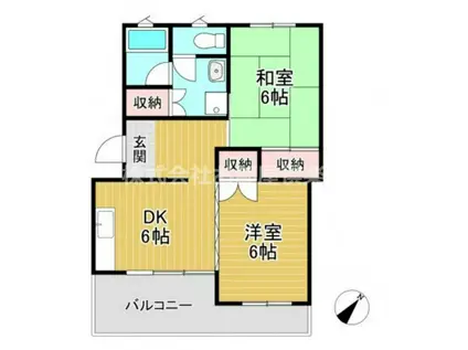 村田松原ハイツ(2DK/3階)の間取り写真