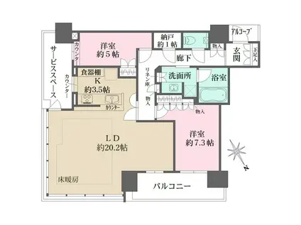 ザ・パークハウス中之島タワー(2LDK/41階)の間取り写真