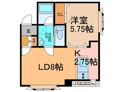 イーブス(1LDK/2階)の間取り写真