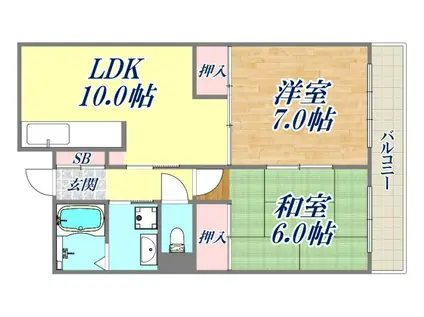 ジュエルコート甲子園口Ⅱ(2LDK/2階)の間取り写真