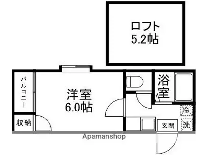 ユメハウス渡鹿(1K/2階)の間取り写真