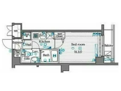 ガラシティ大崎(1K/5階)の間取り写真