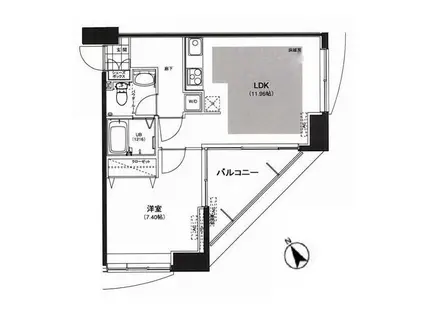 サウンドおしあげ(1LDK/11階)の間取り写真