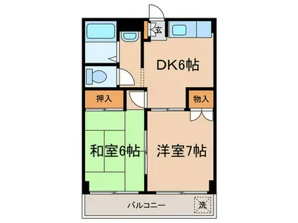 ハイツオトワ(2DK/1階)の間取り写真