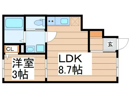 CLOUDNINE台原(1LDK/1階)の間取り写真