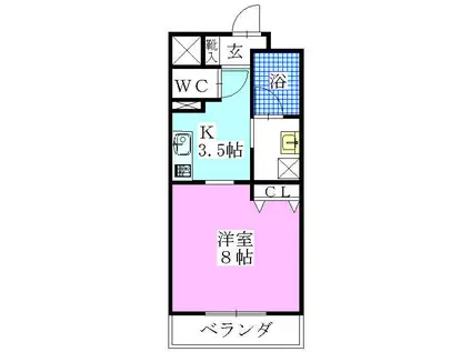 ベルカーサ(1K/2階)の間取り写真