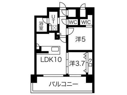 デュオヒルズ上杉勾当台公園(2LDK/2階)の間取り写真