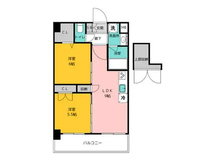 CLUB ORIENT BLD NO.88 MARINAGATE SU(2LDK/2階)の間取り写真