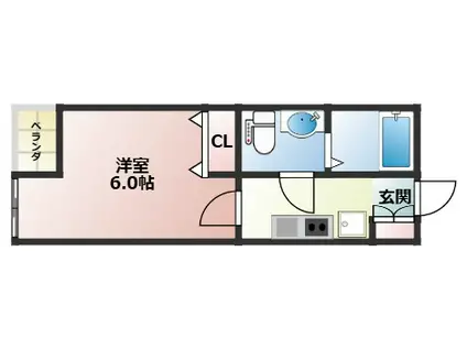 ディアコート(1K/1階)の間取り写真