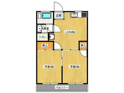 高橋マンションA棟(2LDK/3階)の間取り写真
