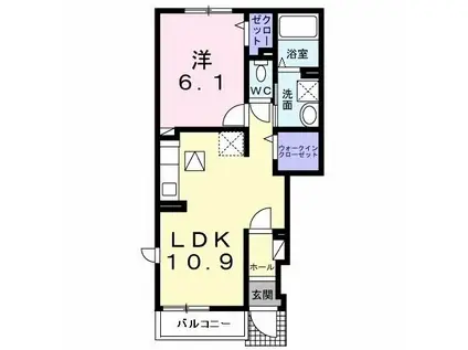 エアリー(1LDK/1階)の間取り写真