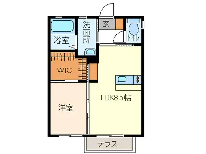 ブライトスクウェアーN棟(1LDK/1階)の間取り写真