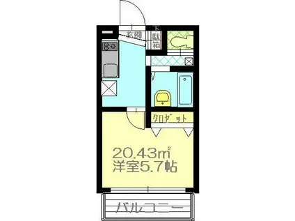 ミラドールアバン柏(1K/3階)の間取り写真