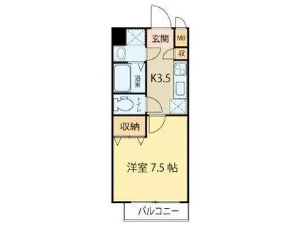 シェルグランデ土樋(1K/4階)の間取り写真