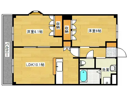 グリーン・コート(2LDK/2階)の間取り写真