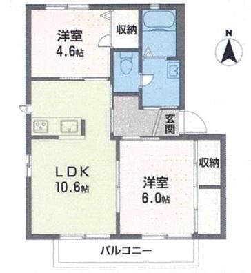 シャーメゾン堂本(2LDK/2階)の間取り写真