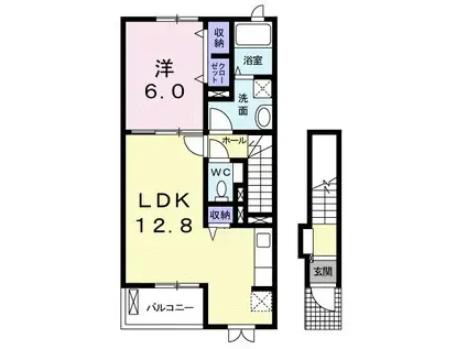 VILLA ひまわり III(1LDK/2階)の間取り写真