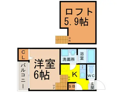 COLORS(1K/2階)の間取り写真